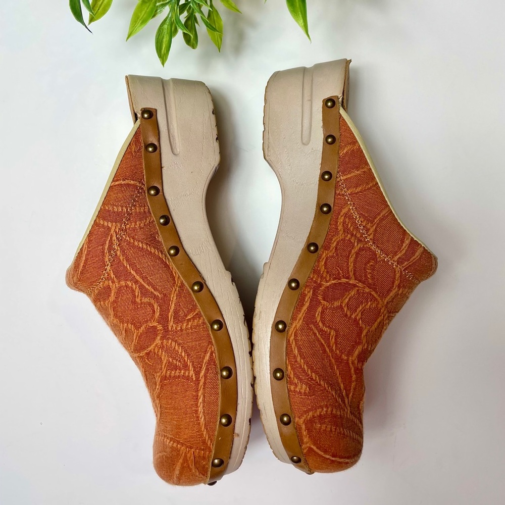 Dansko Canvas Flora Studded Mule Clog Orange